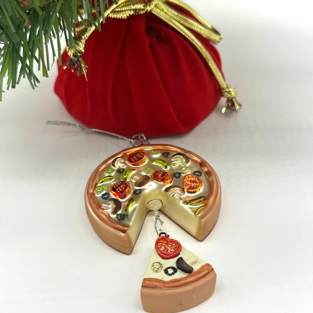 St. Nicholas Square Pizza With Dangling Pizza Slice Ornament 2023